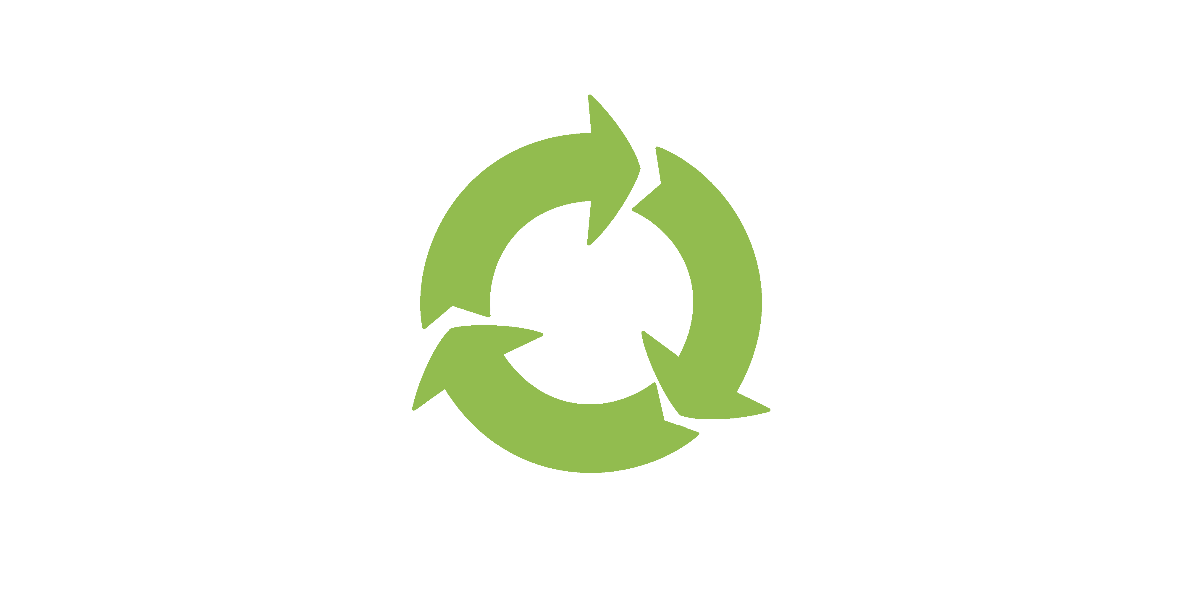 Three green arrows chase each other around a circle.