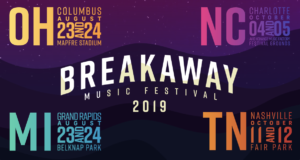 Breakaway Michigan Logo 2019 logos, Purple with Ohio, Michigan, North Carolina and Tennessee event dates